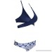 Vogueric Womens Front Cross Floral Bottom Bikini Set Padding Halter Two Pieces Swimsuit Navy B073SVDMBQ